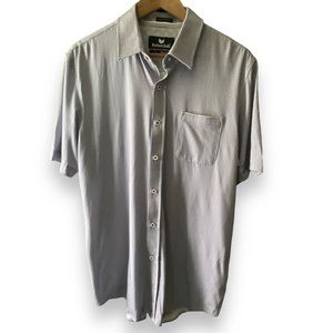 Buttercloth Mens Slim Fit Shirt Blue Gray Soft Short Sleeve Button